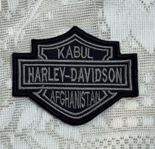 Harley Davidson Kabul Afghanistan Patch Vtg Shield Logo Black & Gray Embroidered picture