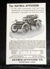 1903 OLD MAGAZINE PRINT AD, THE HAYNES-APPERSON RUNABOUT, 7 H.P, TWO PASSENGERS picture