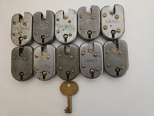 10 EA.-USED-OBSOLETE-U.S.MAIL-L.A.STEEL & BRASS MAIL BAG PADLOCKS-WITH BRASS KEY picture