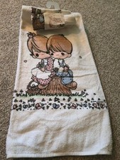 Vtg 90s Precious Moments Towel Set Washcloth Leshner Mills NWT Girl Boy BATH picture