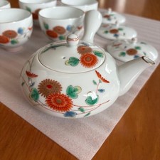 Fukagawa Seiji Kikukotori Teaset, Tea Pot & Cups, 5-Piece, New, Japanese Pottery picture