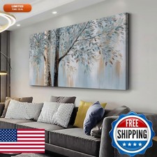 Tree Wall Art Bule Canvas Framed 29