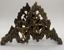 Vintage Wainberg Israel Brutalist Brass Napkin Holder Judaica Hebrew Menorah picture