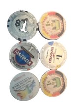 Lot 6 Vintage $1 Poker Chips Seminole Casino Sky City Wild West Greyhound Track  picture