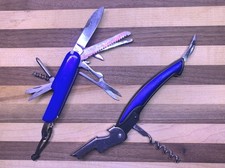 2 Blue 5 In 1 Multi-Tool Pocket Knifes Waiters Corkscrew Included picture