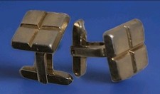 Vintage Abstract Gold Tone Square Design Fashion Hickock Cufflinks Cuff Links US picture