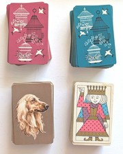 Vintage W. P. CO. Racine, Wis.   Playing Cards Afghan Royal Family Bird Cages picture