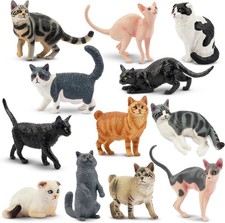 12PCS Cat Figurines, Plastic Cat Figures Realistic Kitten Toys, Cat Cake Toppers picture