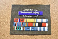 ID'D WW2/Korea US Army Officer Bullion Embroidered Ribbon Bar CIB picture