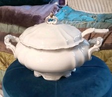 Antique Hertel Jacob Porcelain Bavaria Germany Tureen W/ Ornate Serving Ladle picture