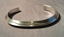 Vintage Navajo Sterling Silver Cuff Bracelet Signed TAHE Verna Tahe picture