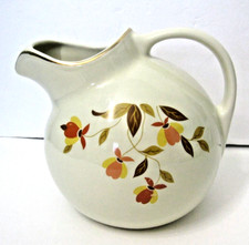 HALL'S Autumn Leaf Jewel Tea ROUND PITCHER BALL JUG Gold Trim VGC picture