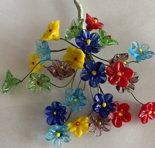 Vintage Art Glass Pretty Czech Glass Flower Bouquet (four of each color ) picture