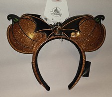 2026 Disney ~ DVC Halloween Shimmer Pumpkin Vacation Club Minnie Ears Headband picture