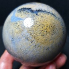 372.6G Natural Beautiful Golden Hair Rutilated Agate Crystal Ball Healing C914 picture