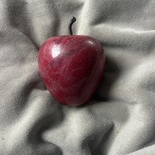 Vintage Red Marble Apple Paperweight -Polished Stone fruit sculpture picture