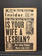 1967 The National Insider Newspaper, Wife a Lesbian? Dr. Albert Ellis (VRN10L) picture