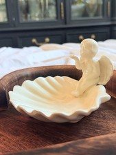 Cherub Angel blowing Kiss White Ceramic Pedestal Candy Soap Dish 6