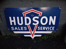 VINTAGE HUDSON PORCELAIN SIGN OLD AUTOMOBILE DEALER ADVERTISING SALES & SERVICE picture
