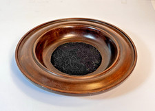 Vintage Walnut Wooden Church Offering Plate w/ Black Felt 10-1/2