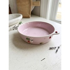 RARE Anthropologie Faye Pie Dish 3D Butterfly Ladybug Snail Pink Stoneware HTF picture