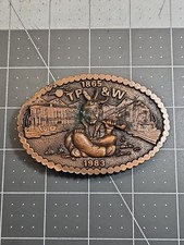 Vintage 1983 TP&W Railroad Belt Buckle Toledo Peoria & Western Railway Train  picture