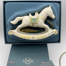 Lenox China 1990 Christmas Collection Rocking Horse Ornament 24k Gold Trim W/box picture