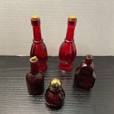 Vintage Wheaton Glass Co Ruby Red Glass Miniature and others.  Lot of 5 picture