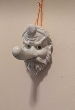 VTG TENGU Japanese White Porcelain Face Mask Mini Wall Hook picture