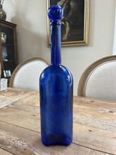 Vintage Retro Mid Century Cobalt Blue Glass Bottle Jar Decanter MCM picture