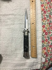 Elite edge Stiletto Spring Assisted Opening Knife Marbled Black Stainless 4” picture