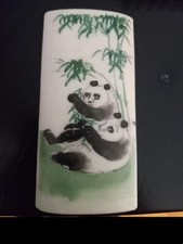Vintage marble hand painted panda paperweight. Size 4 1/2
