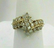 2.1 Ct Round-Cut  Art Deco Diamond Cluster Wedding Ring 14K Yellow Gold Plated picture
