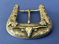 Super RARE Signed Polo Ralph Lauren Sterling Silver Longhorn Ranger Belt Buckle picture
