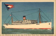 Steamer S.S. Veragua United Fruit Co Great White Fleet Linen Ship Postcard picture