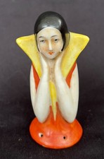 Antique German Art Deco Flapper Perfume Bottle Stopper Figure c1920s Bisque picture