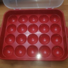 Sterilite Christmas Ornament Storage Case 20 Compartment  Red 1976LAB  picture
