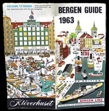 BERGEN  NORWAY TOURISM TOURIST SOUVENIR BROCHURE GUIDE 1963 VINTAGE TRAVEL picture