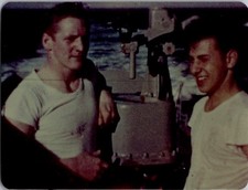 Vintage Color Photo Two Sailors WWII Era Military Naval Ship Portrait Snapshot picture