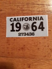 1964 California License Plate Registration Sticker, YOM, CA DMV picture