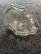 Vintage Anchor Hocking Small Clear Glass Piggy Bank 4.25