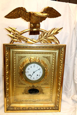 Antique Austrian Biedermeier Gilt Frame Clock Eagle Rahmenuhr Empire Wall Clock picture