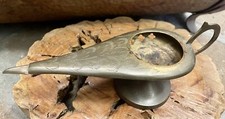 Oil Lamp Solid Brass Aladdin Style Vintage Incense Burner No Lid #1B picture