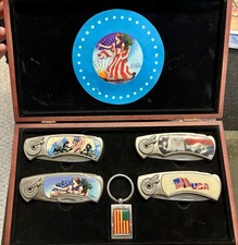 American Patriotic Folding Pocket Knife Collection with display box. picture