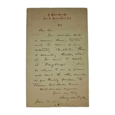 1912 Henry van Dyke ALS Salmon Fishing Club Letter Early Aviation & Angling... picture