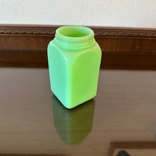 Vintage McKee Jadeite Square Spice Jar Shaker Base Uranium Glass Glows 4.5x2.5 picture