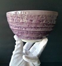 Mino Ware Japanese Ceramic Ramen Bowl Purple Eggplant Design Made in Japan picture