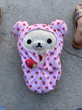 Rilakkuma Korilakuma Plush Reversible Strawberry Sleeping Bag San-X Kigurumi picture