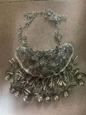 Wonderful Tibetan Silver Prayer Necklace W/Large Silver *2Dragons* Pendant picture
