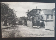 Front Street Showing P.O. and Business Blocks Taftville Norwich CT Postcard picture